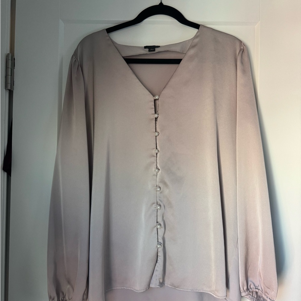 Ann Taylor Soft Cream Blouse with Button Detail